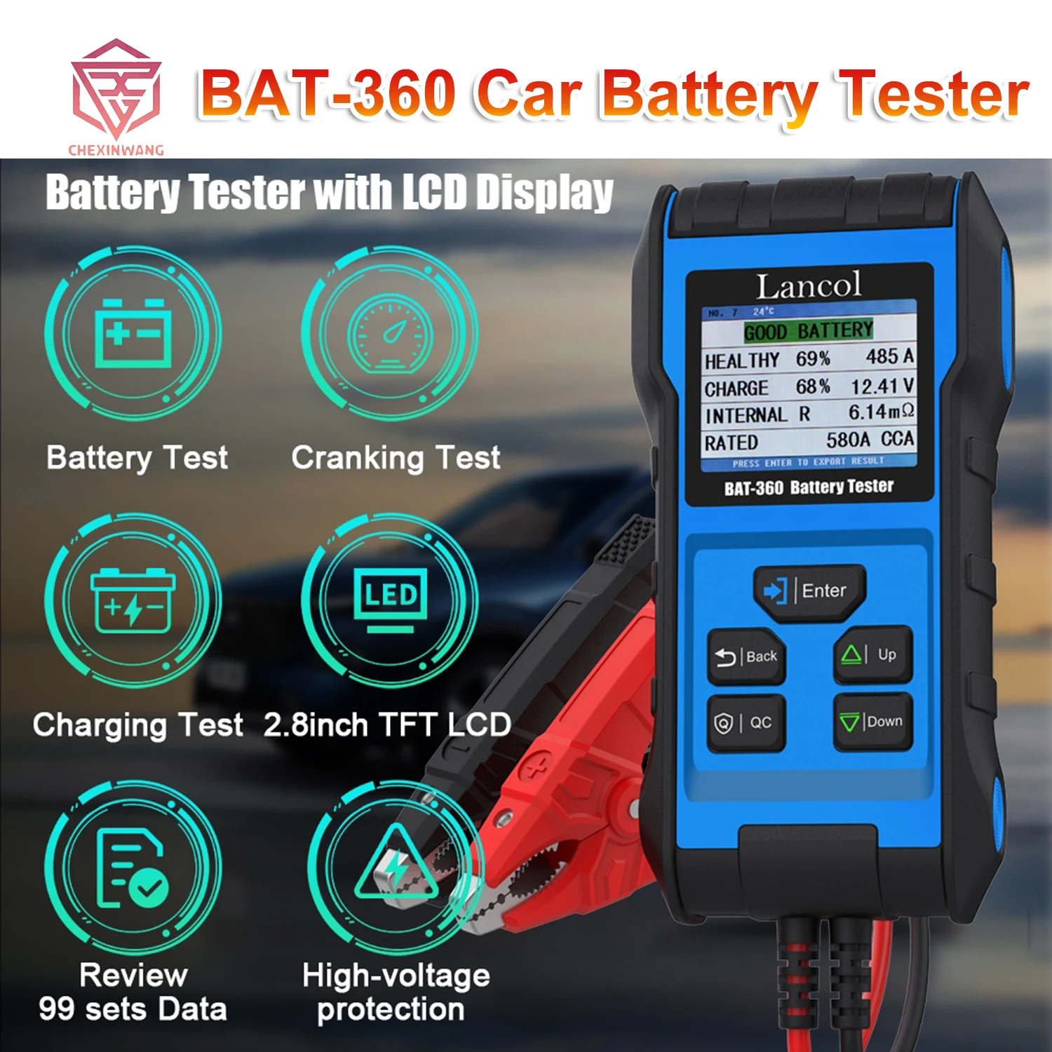 

Car Battery Tester BAT-360 New Strong Clamp Car Battery CCA Analyzer Suitable for 12V LifePO Battery