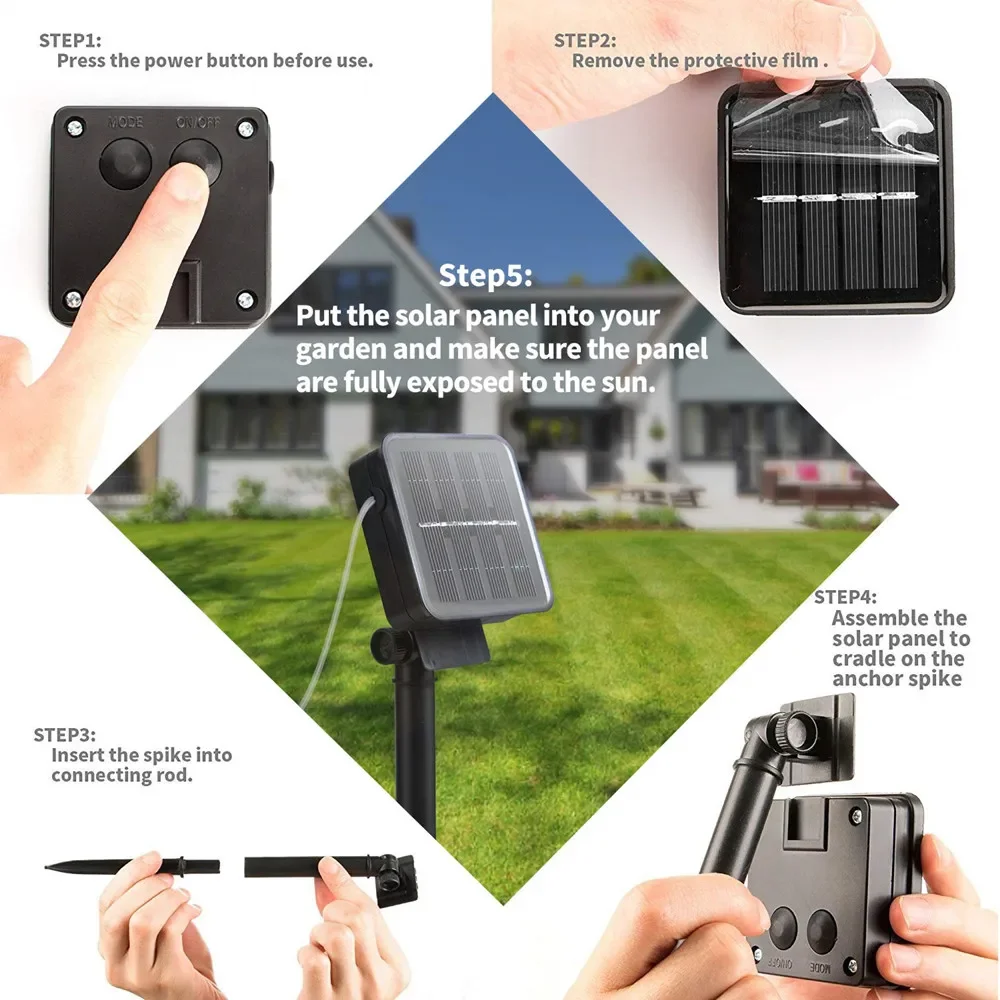 Solar Light String Outdoor Waterproof 8-mode Copper Wire Fairy Tale Light Christmas Light Used For Outdoor Garden