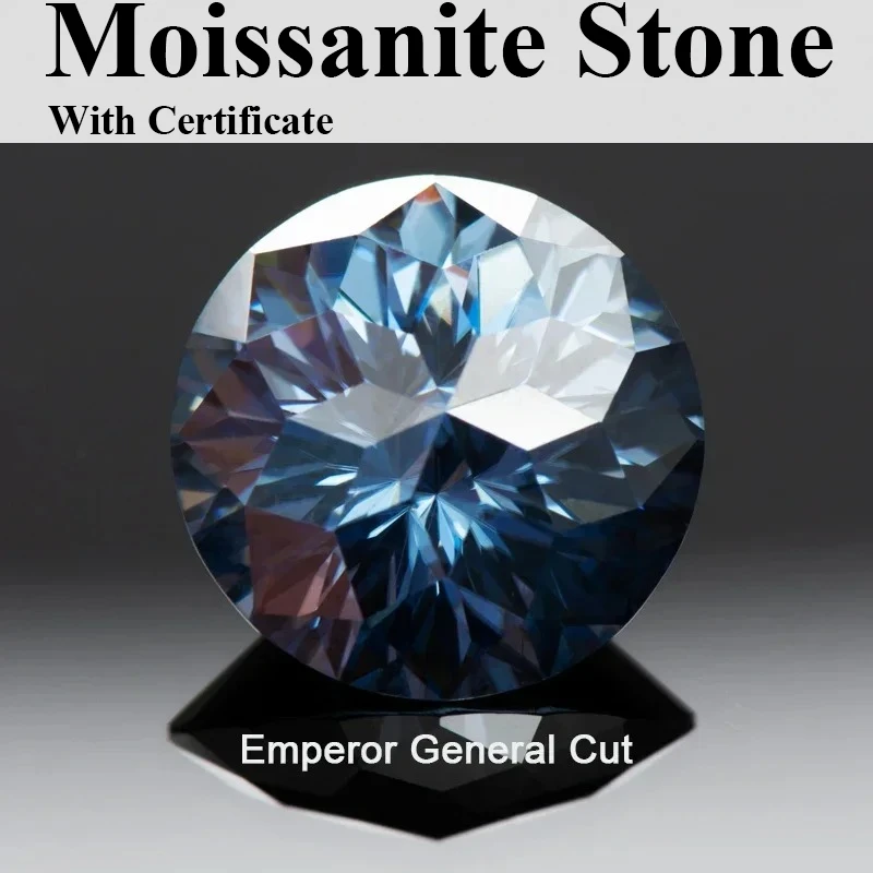 

Муассанит камень круглой формы, натуральные цвета, королевский синий, специальный император, общественная огранка, выращенные в лаборатории драгоценные камни с сертификатом