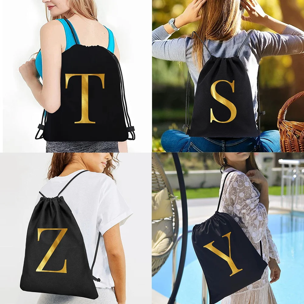 Sports Storage Bag Canvas Double Shoulder Bags Casual Version Travel Letter Series Backpacks 2024 Women Drawstring Backpack Men