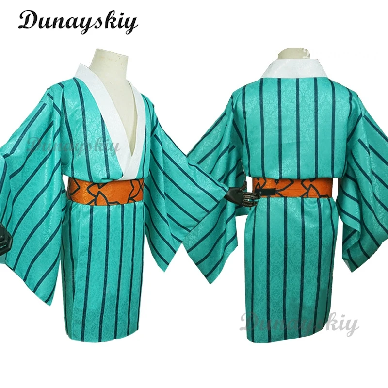 Gyutaro Ume Shabana Cosplay Costume Wig Green Wig Kimino Giyuutarou Childhood Anime Kimetsu No Yaiba Upper