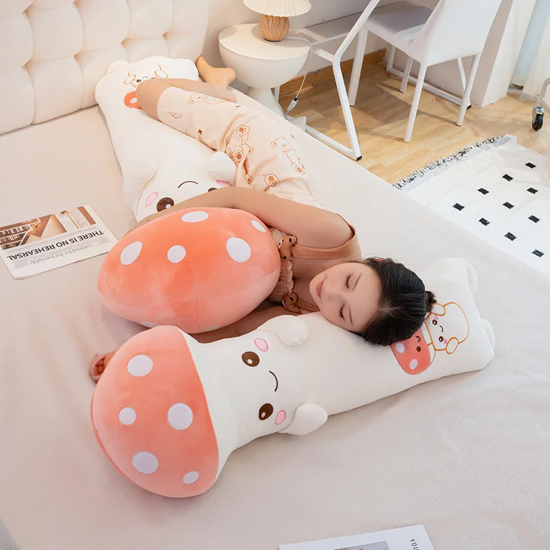 Kawaii Plant Long Legs Sleeping Mushroom Cushion Plush Toy Stuffed Doll Cartoon Home Sofa Bed Hugging Pillow Decorativos