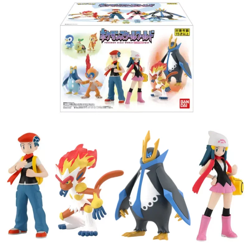 BANDAI Pokemon Figures Scale World Sinnoh Region Johto Region World Hoenn 2 Set Haruka Hikari Hibiki Anime Child Christmas Gift