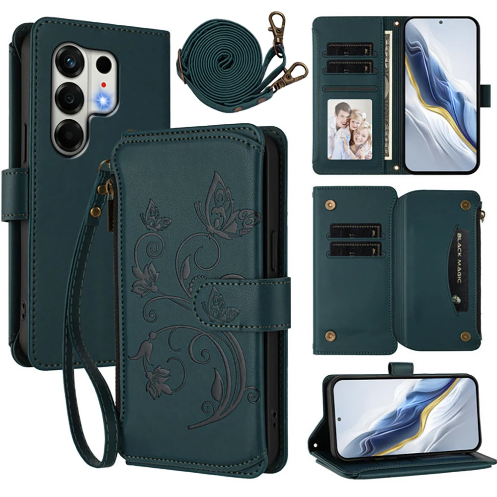 

For Tecno Camon 50 Pro 2026 Edmboss Floral Zipper Leather Wallet Case for Tecno Camon 40 Premier Case Camon 50 40 Pro Funda