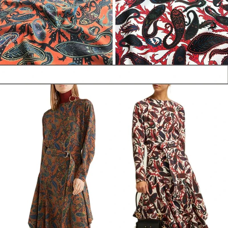 

Cashew Flower Printed Polyester Fabric Brand Fashion Design for Shirt Dress Women's DIY Sewing Fabrics Cloth Per Meter