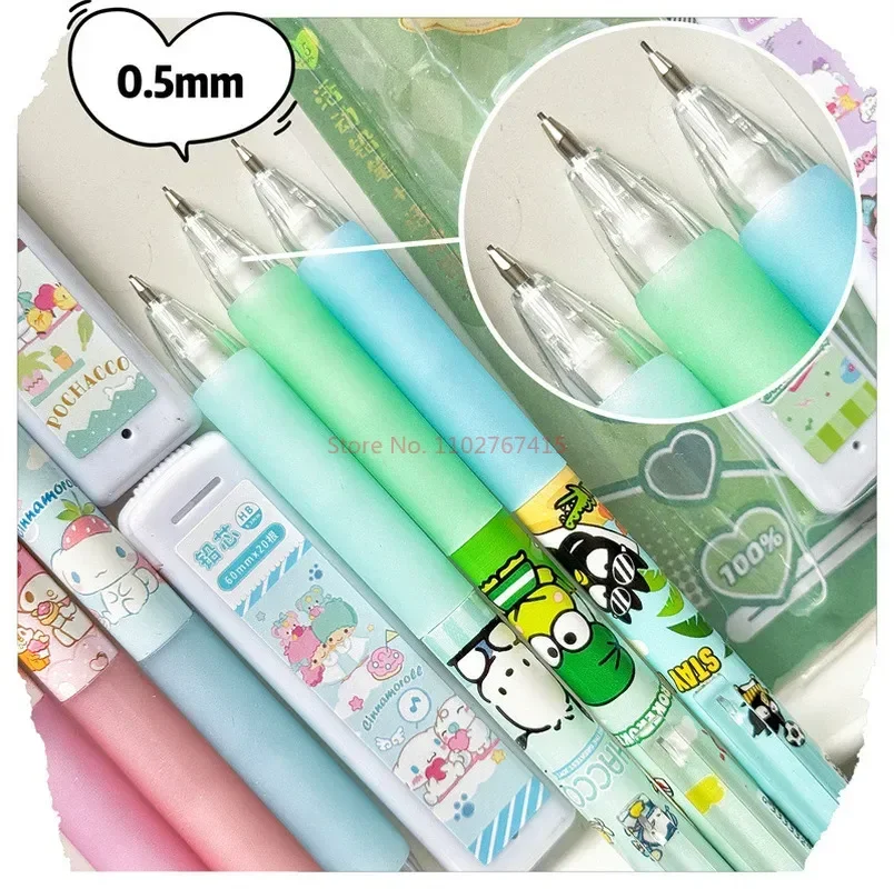 12/24pcs Anime Sanrio Mechanical Pencil Set Kuromi Melody Student Pencil 0.5 Refill Not Easy To Break Lead Stationery Gift