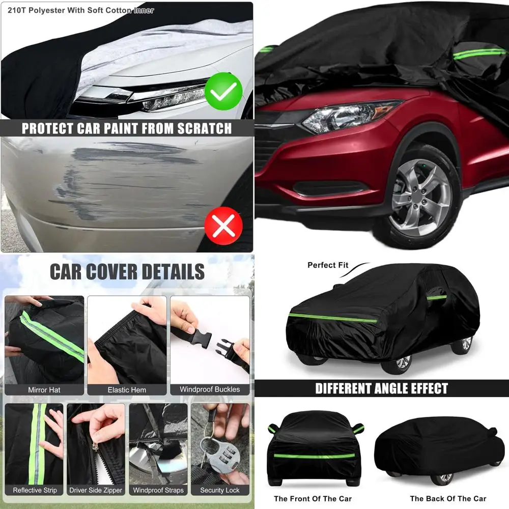 

HR-V 2015-2025 Black 210T Waterproof Cover with Door Zippers for Outdoor Snow, Rain, Dust Protection