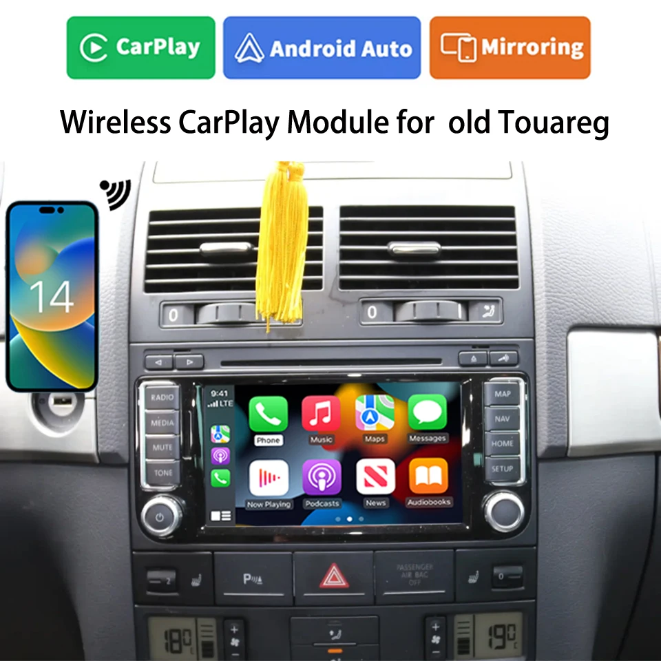 Car Video Interface with Apple CarPlay for Old Volkswagen Touareg 2009 2010 OEM Android Navigation Car Play Phone Mirrorlink