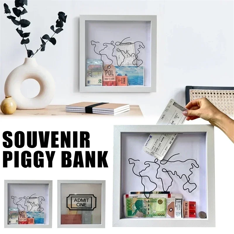 Travel Adventure Archive Box Ticket Shadow Box Picture Frame for Wall and Tabletop Display Keep Memories Home Decor Storage Box