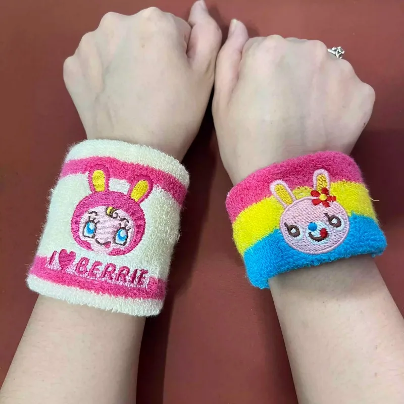 Gelang tangan Y2k Jepang Mezzano opigirl pakaian pergelangan tangan kartun dengan lengan tangan warna Mp garis olahraga pelindung pergelangan tangan