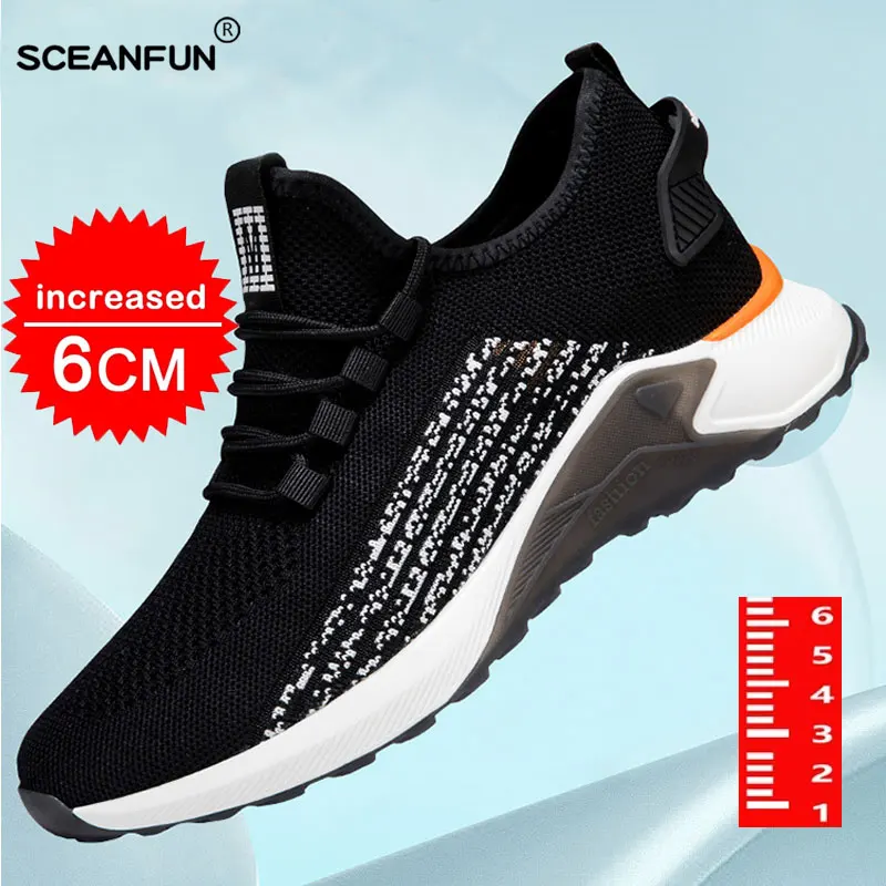 Fashion Sneakers Man Elevator Shoes Height Increase Insole 6cm Taller Shoes Men Breathable Leisure Sports Casual Board