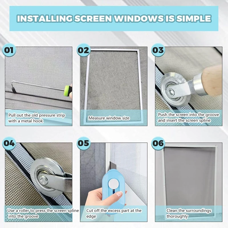 BAAG-Kit de reparación de puertas de pantalla de ventana, kit de reemplazo de pantalla de ventana con rodillo de rodamiento de acero/nylon