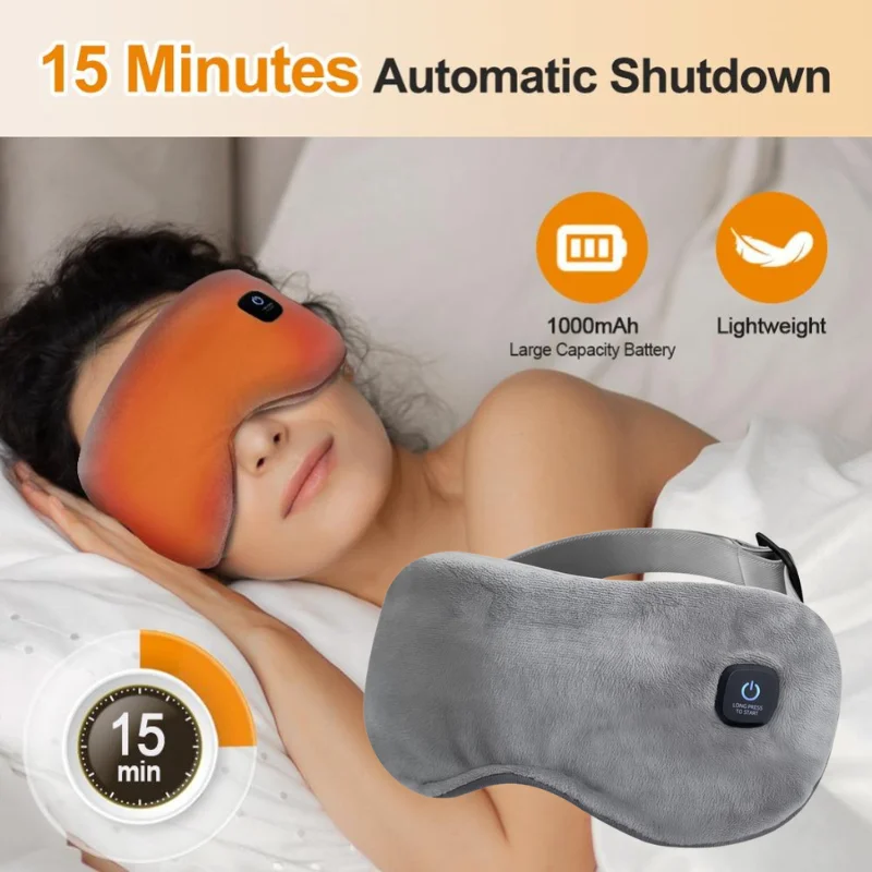 

Портативная теплая маска для глаз с подогревом, перезаряжаемая, против темных кругов, многоразовая, шелковая, для сна, согревающая маска для глаз