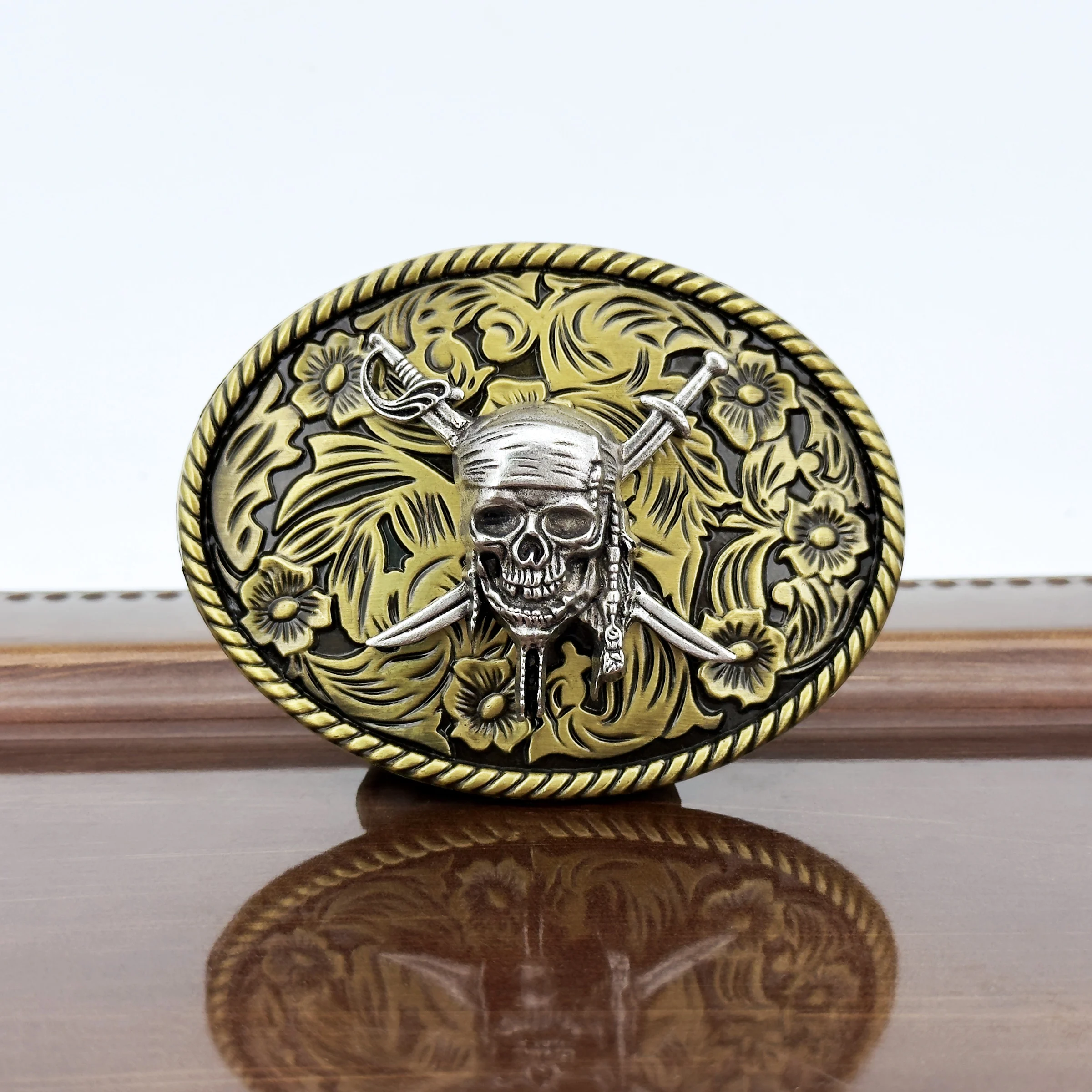 1PC race style stylish oval pirate pattern belt buckle DIY casual multi-function board buckle accessories for European and Ameri