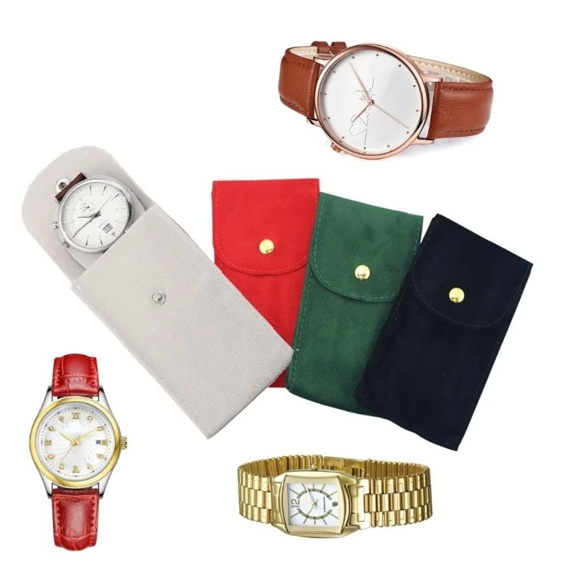 Velvets Watch Travel with Button Closure Secure Storage Pocket for Watches Practical Women Jewelry
