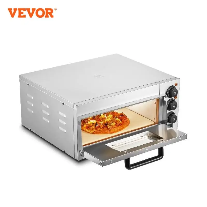 VEVOR Commercial Pizza Oven Countertop Single Deck Layer Stainless Steel Electric Pizza Oven with Stone and Handle Pizza Maker