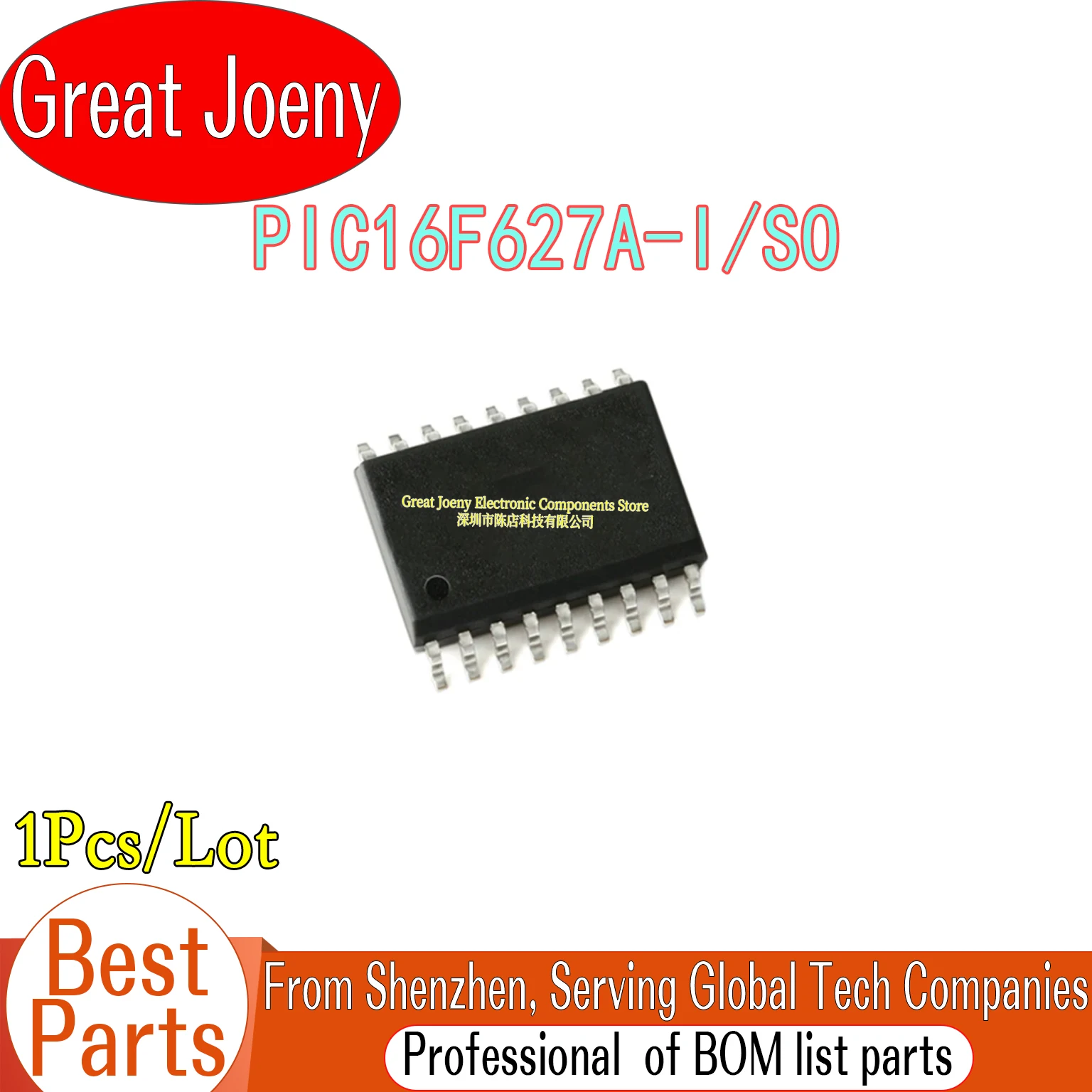 100% New Original PIC16F627A PIC16F627A-I/SO PIC16F627 IC MCU Chipset SOP-18