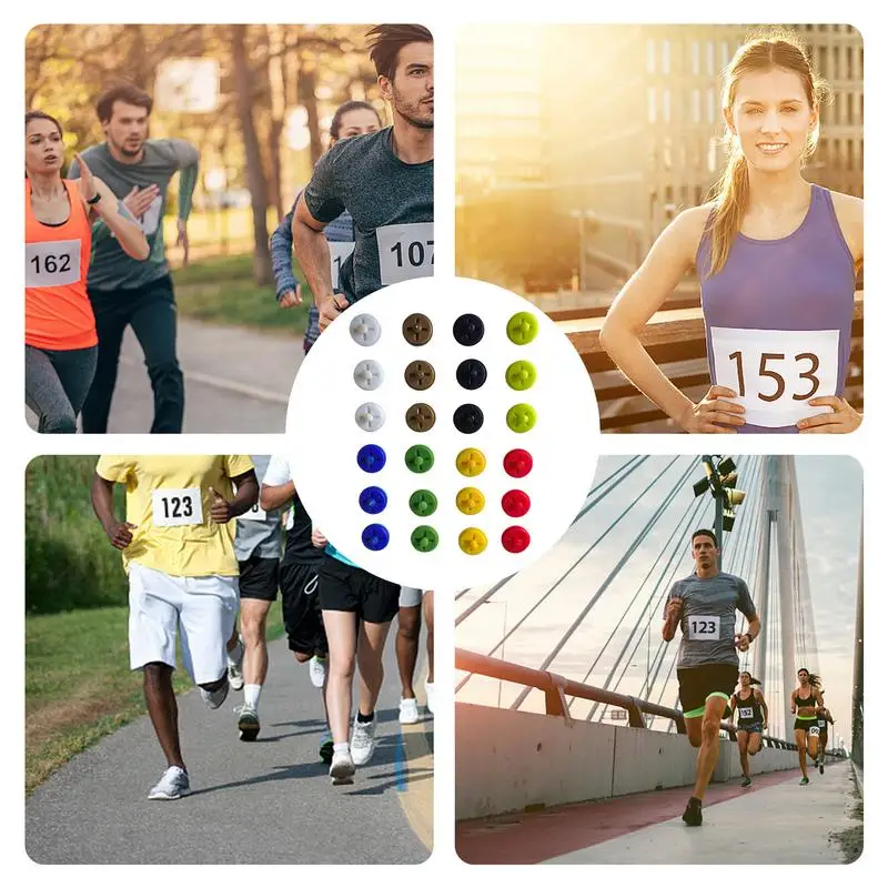 บอร์ดเอี๊ยมสําหรับนักวิ่ง 12 ชิ้น/24 ชิ้น Race Bib ผู้ถือวิ่งเกียร์ Bib คลิปผู้ถือเอี๊ยมวิ่งอุปกรณ์เสริมสําหรับ