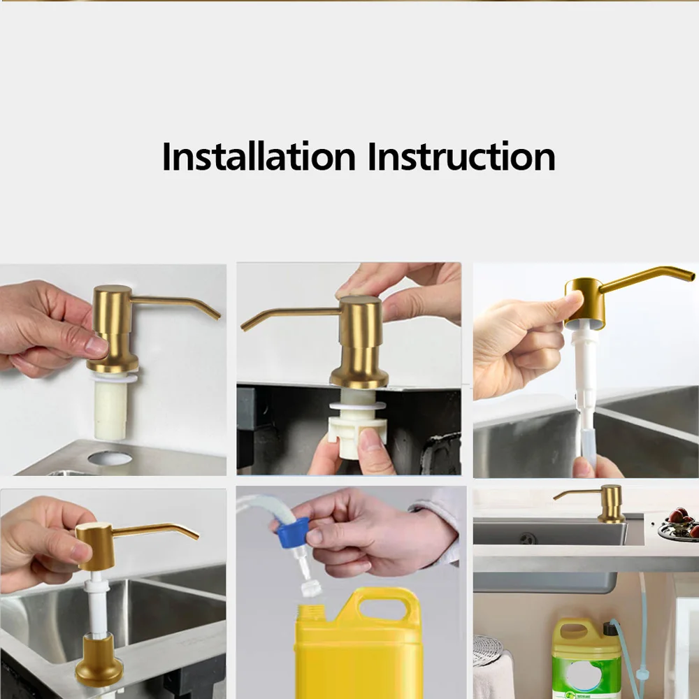 Talea Gold Kitchen Sink Soap Dispenser with 1M Extension Tube kit Kitchen Soap Dispenser for CounterTop