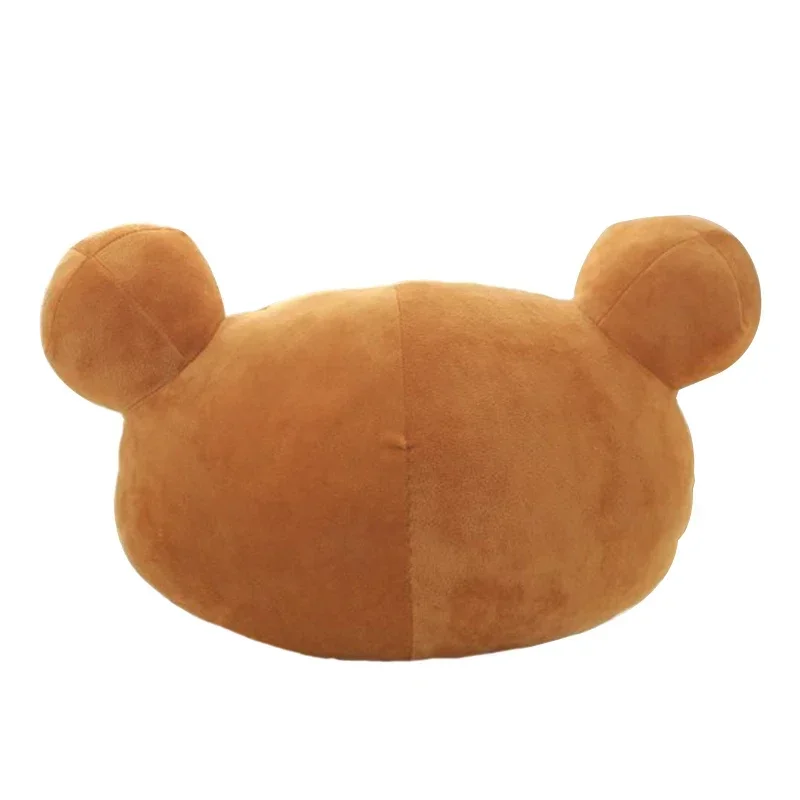 Oreiller en peluche de dessin animé Rilakkuma pour enfants, coussin de canapé doux et facile, jouet en peluche de tête d'ours brun, mignon et relaxant, cadeau de Noël