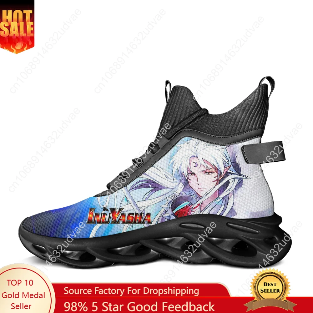 

Inuyasha Sesshomaru, высокие кроссовки на плоской подошве, мужские и женские спортивные кроссовки, кроссовки на шнуровке, сетчатая обувь, обувь на заказ