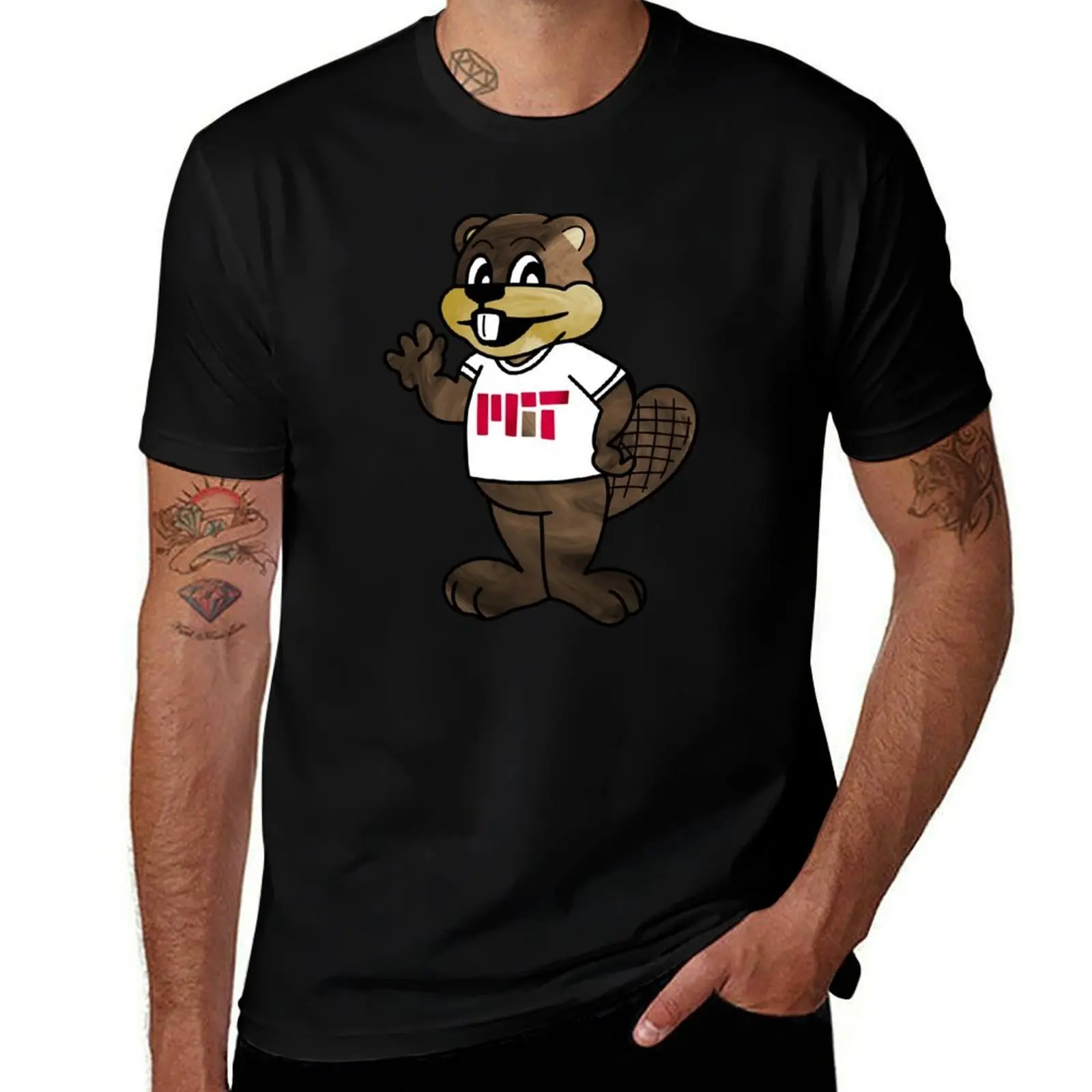 

Tim the Beaver (Massachusetts Institute of Technology) (2) T-Shirt Large Size Loose Casual Tee