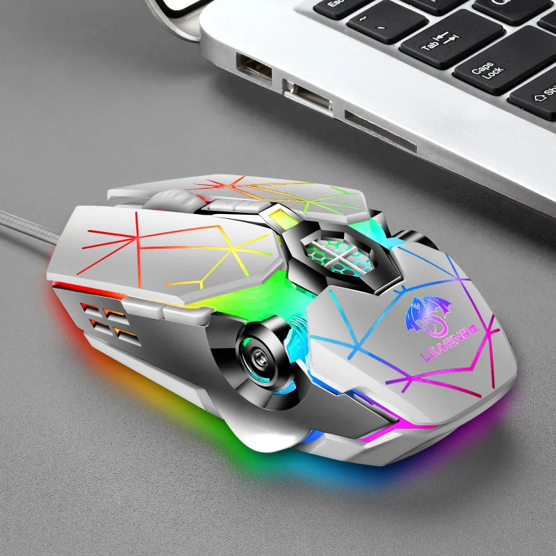 

Cracked mechanical luminous mouse gaming equipment business office computer mouse scrolling light effect comfortable grip