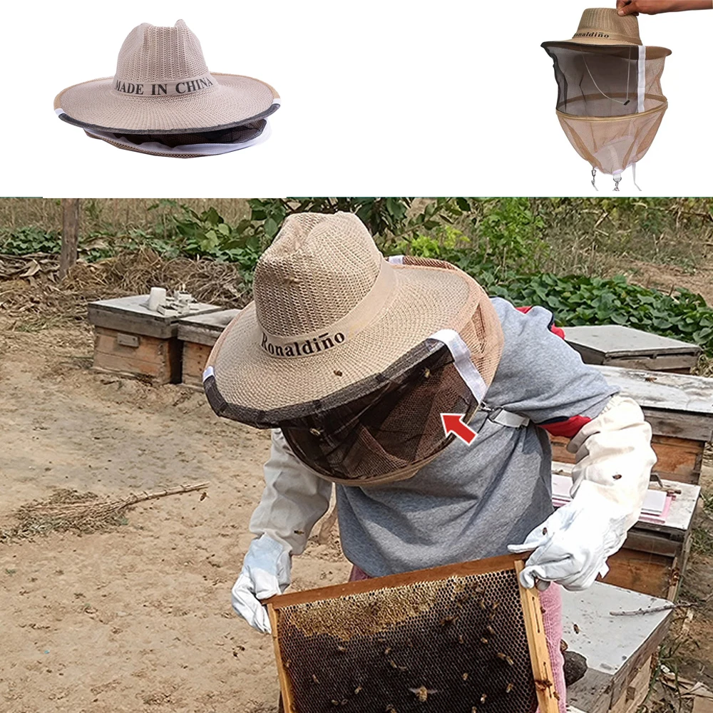 Beekeeper Anti Bee Hat Beehive Beekeeping Cowboy Hat Mosquito Bee Insect Net Veil Head Face Protector Beekeeper Equipment