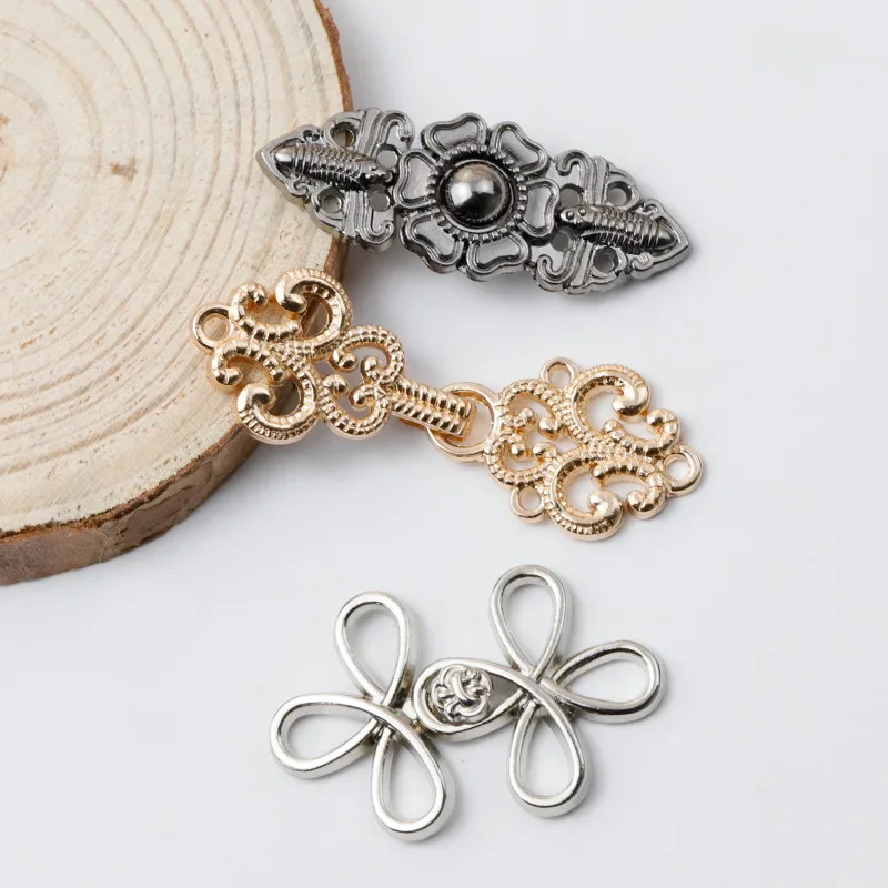 10 Pairs Chinese Knot Buttons Swirl Flower Frog Button Cheongsam Dress Coat Clasp Fasteners Cardigan Clip Sewing Buttons