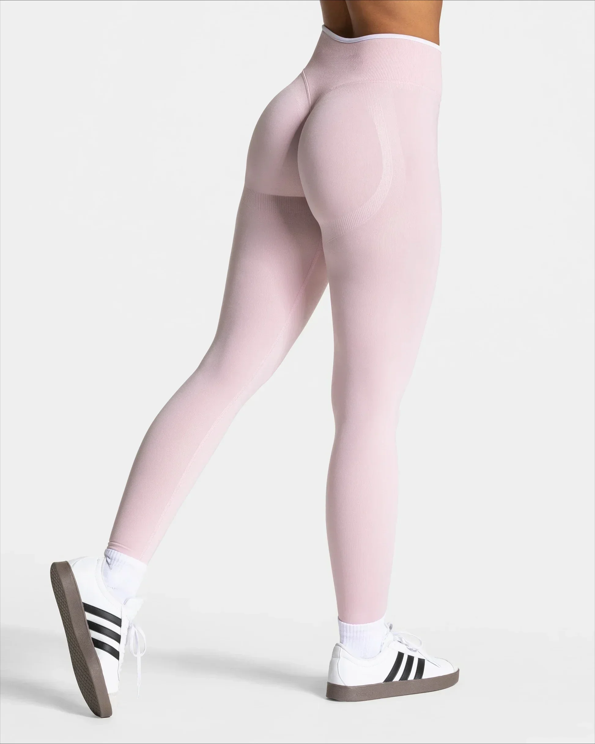 Nahtlose Sport-Leggings für Damen, weißer Rand, Taille, eng, hohe Taille, Hüftheben, Yoga-Hose, Fitnessstudio, Lauftraining, einfarbige Hose – Detail 34