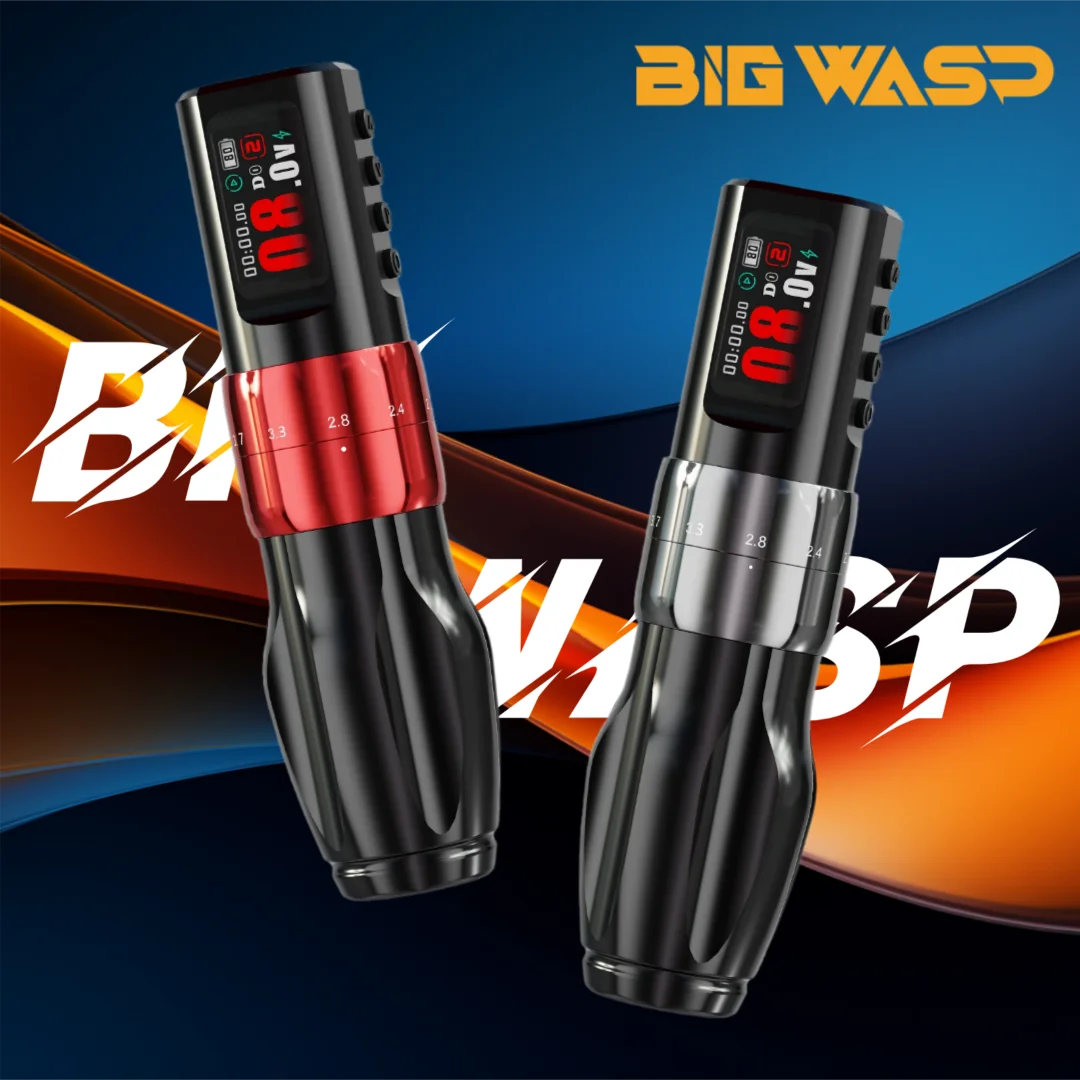 

BIGWASP Wireless Tattoo Machine 2.0-4.2mm Stroke Adjustable 2000mAh Battery Coreless Motor Pen Professional Wireless Tattoo Gun