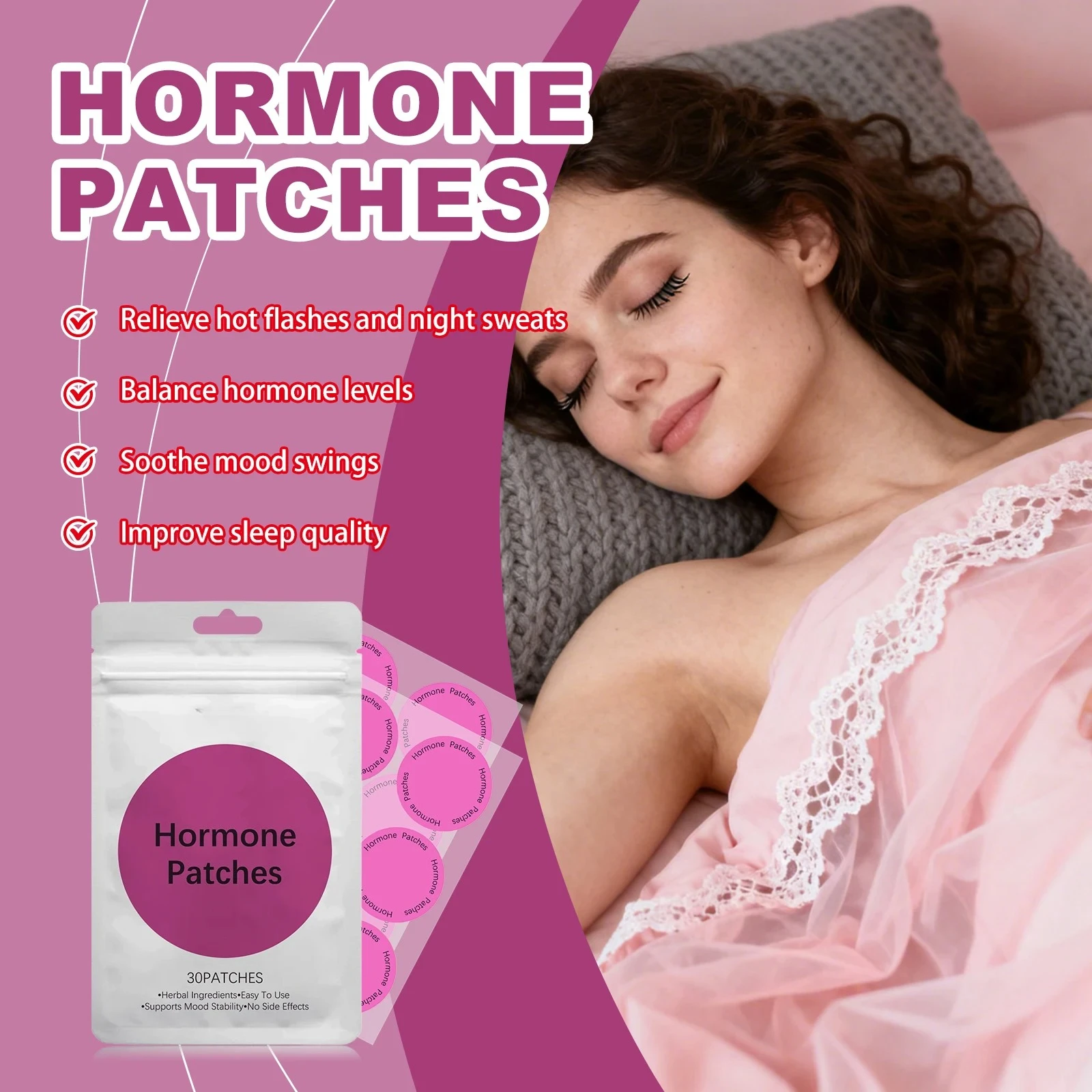 

30/60/90pcs Hormone Balance Transdermal Patches Improve Fatigue Mood Swings Relieve Menopause Women Hormonal Support Patches
