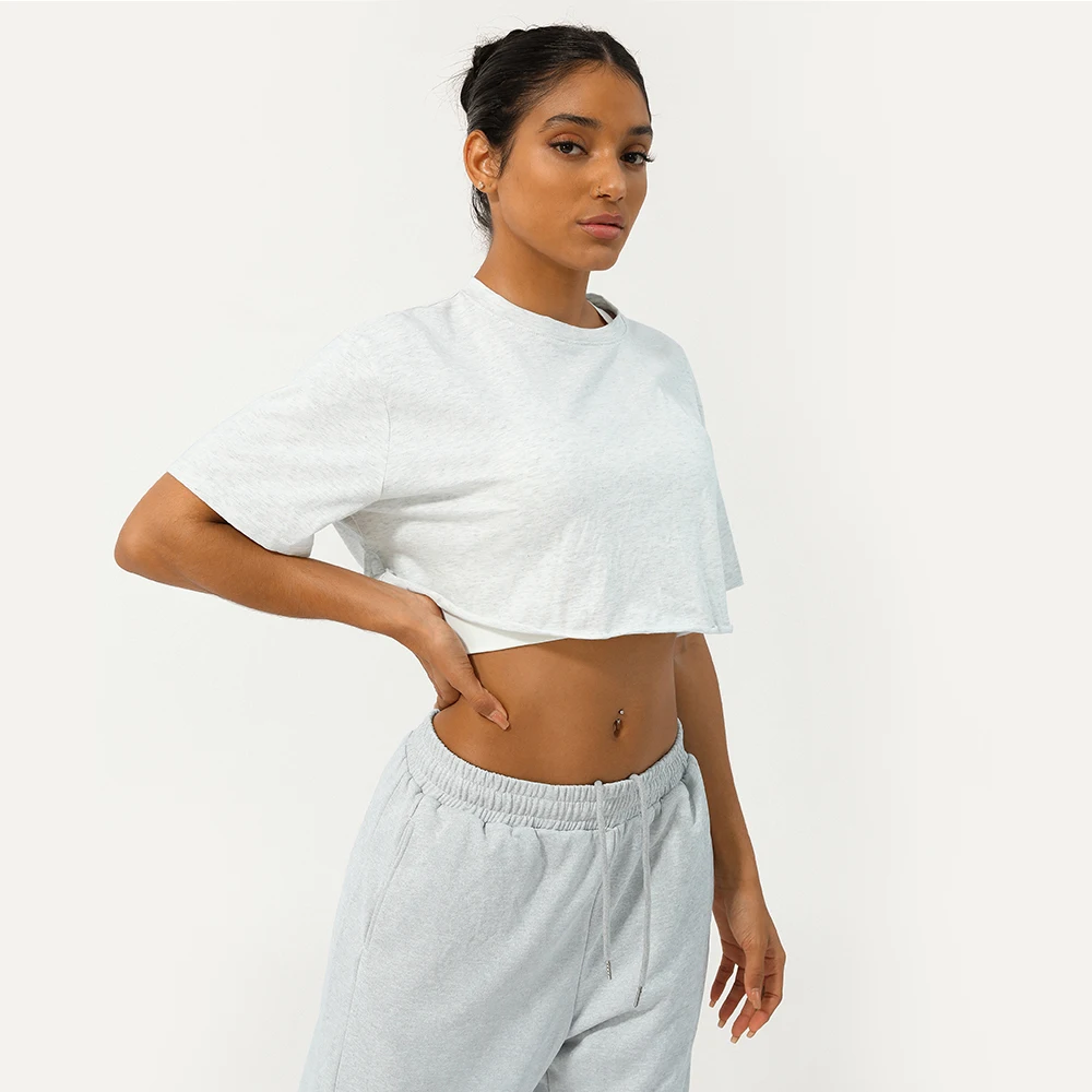 Women Fitness Crop Top Soft Running Short Sleeve Shirt Gym Yoga Wear Workout T-Shirt