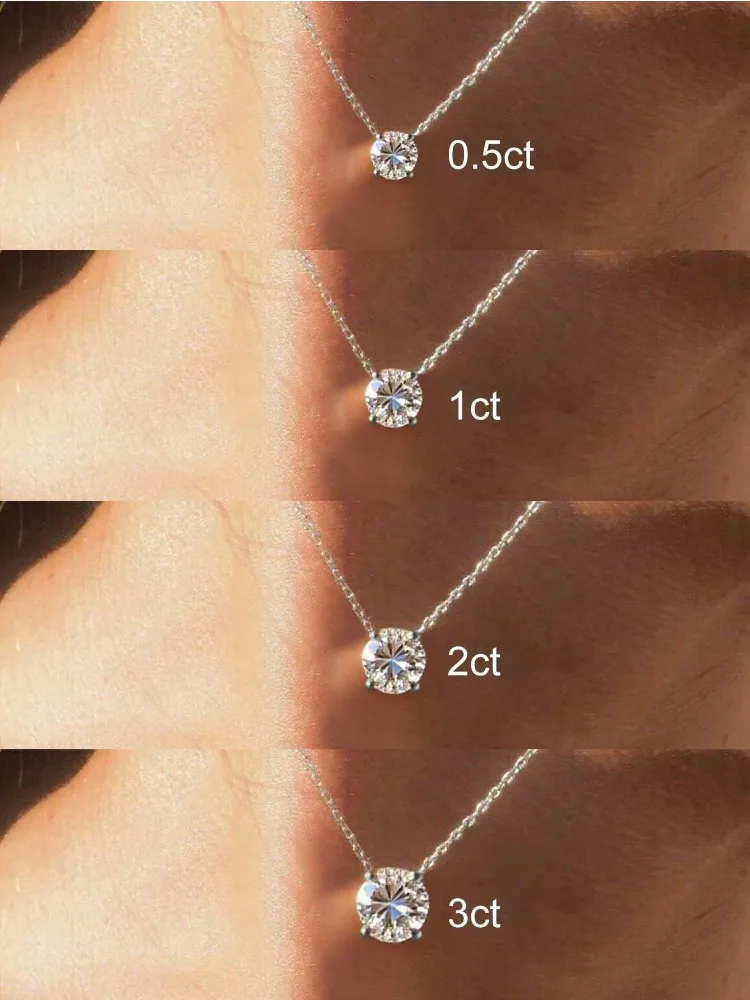 Minimalistische runde Zirkon-Halskette aus 925er Sterlingsilber für Damen, Verlobung, Hochzeit, Party, modischer, hochwertiger edler Schmuck – Detail 3