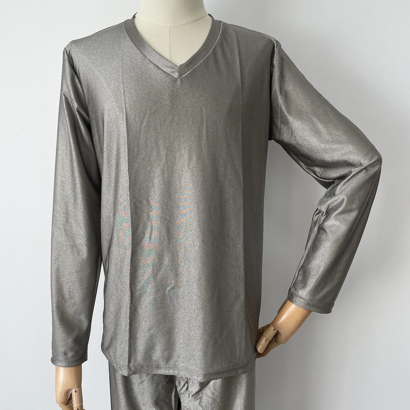 Conductive Silver Fiber Long-sleeve Underwear Antibacterial EMF/EMI/RF Blocking Anti-radiation Faraday Fabric Longjohns Soft