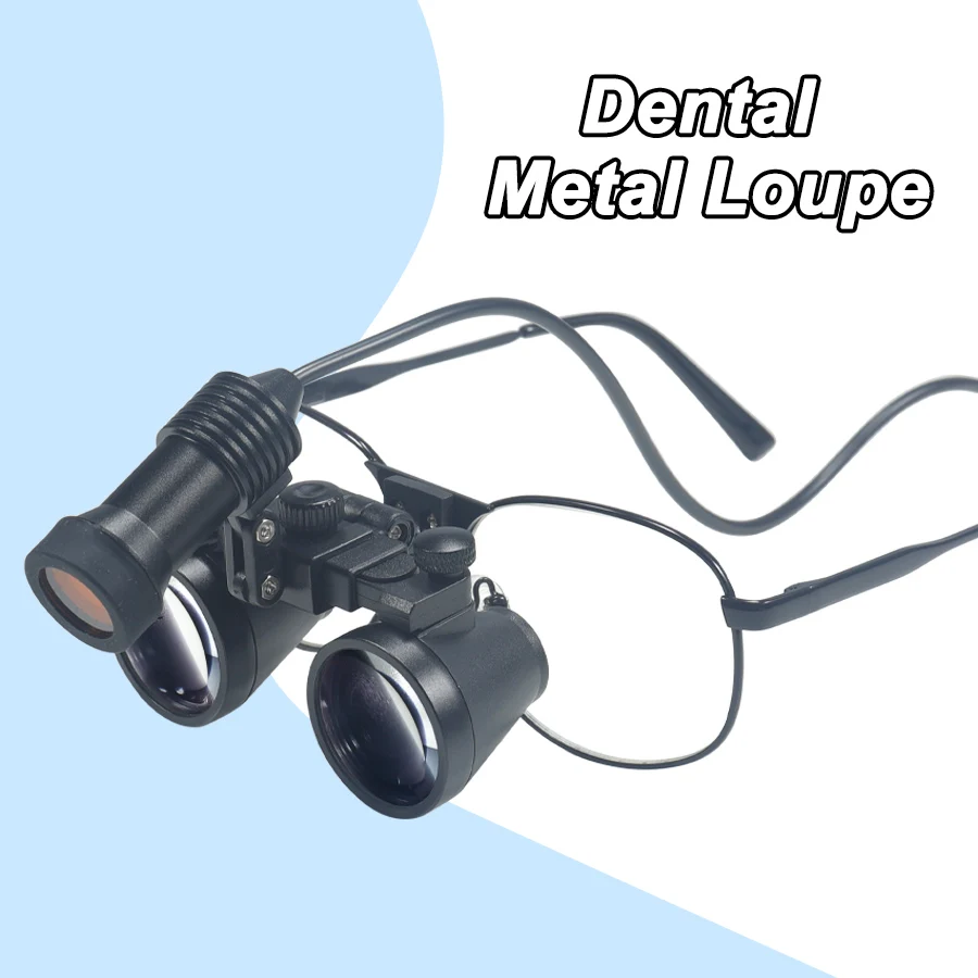 

Dental Loupe With Lamp 2.5x 3.5x Magnification Metal Frame Lab Medical Magnifier with Fabric Box for Dentists Focus