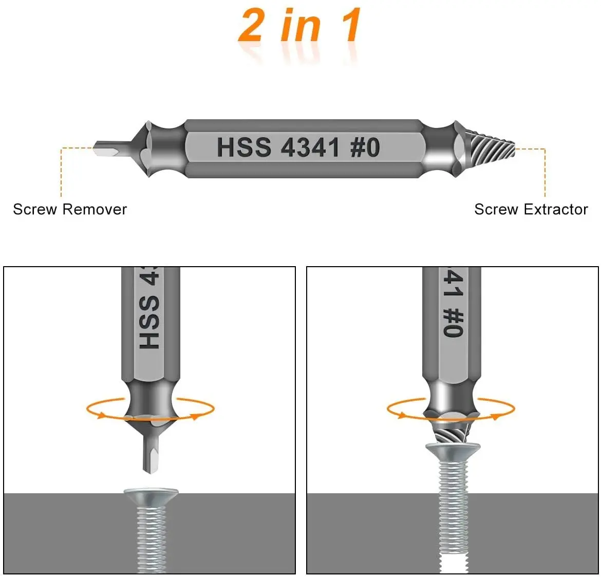 Damaged&Stripped Screw Extractor Remover Tool and Drill Bit Set. Broken Bolt Extractor and Screw Remover Set of 6 Pcs #012234