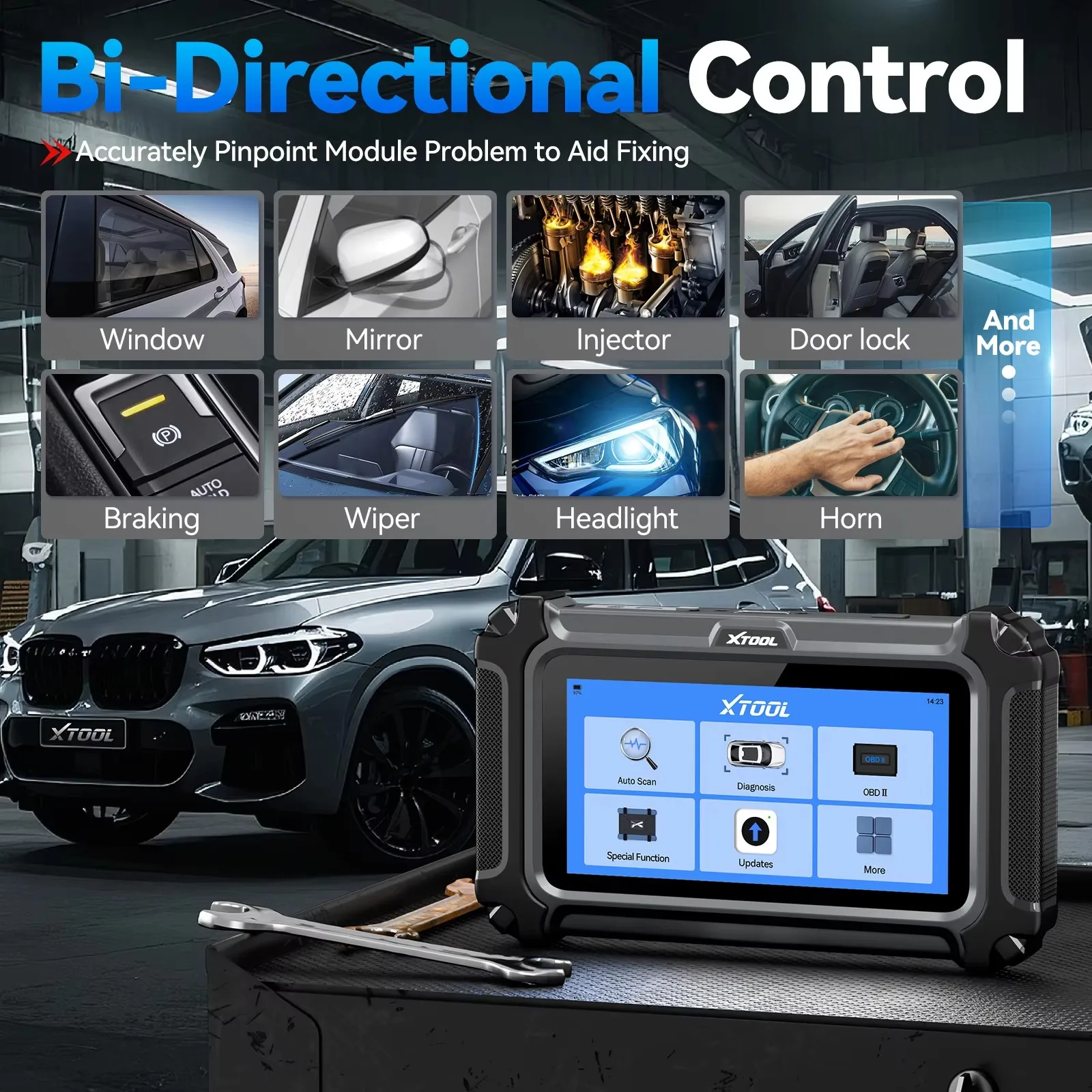 XTOOL InPlus IP500 لسيارات BMW مدى الحياة تحديث مجاني ثنائي الاتجاه الماسح الضوئي ECU الترميز جميع أدوات تشخيص السيارات إعادة الضبط الكاملة