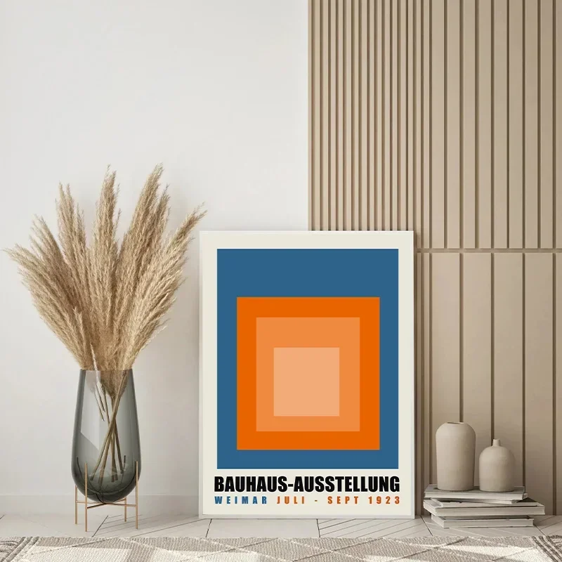 ملصق باوهوس مجردة باللون الأزرق ، خطوط هندسية شمالية لوحة قماشية ، صورة مطبوعة ، فن جداري لغرفة النوم الحديثة ، ديكور المنزل #5