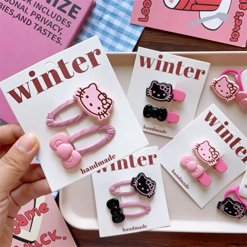 

Sanrio Kawaii Hello Kitty Anime Hair Clip Girls Heart Cute Cartoon Bow Tie Hair Tie Hair Band Side Clip Hair Accessories Gifts