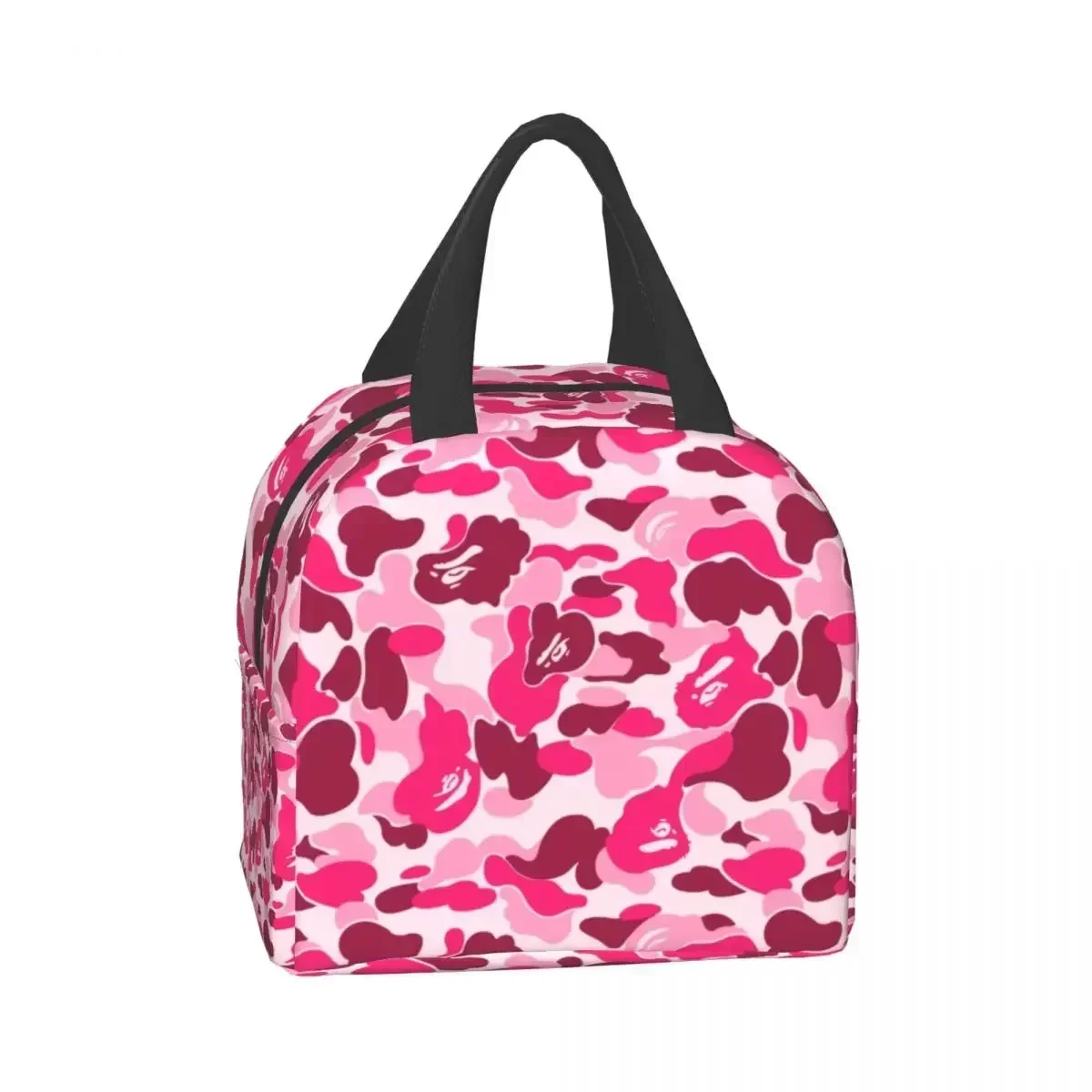 Luxury Pink Camo Camouflage Thermal Insulated Lunch Bags Women Portable Lunch Tote for School Office Outdoor Storage Food Box