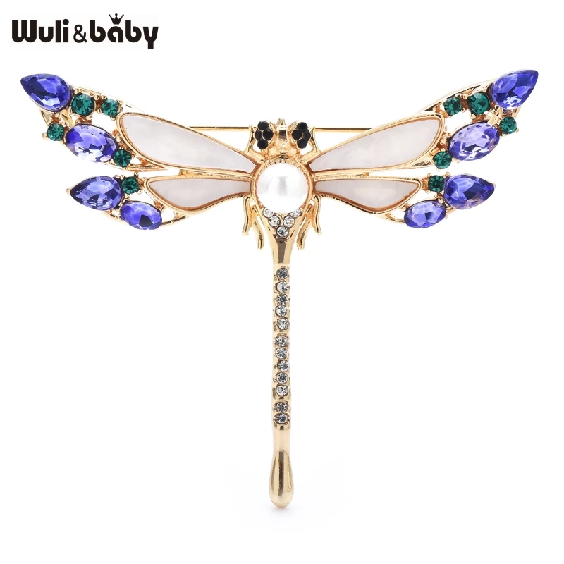 Wuli&baby Elegant Dragonfly Brooches Pins For Women Lady 2-color Beautiful Insects Party Office Brooch Pins Gifts