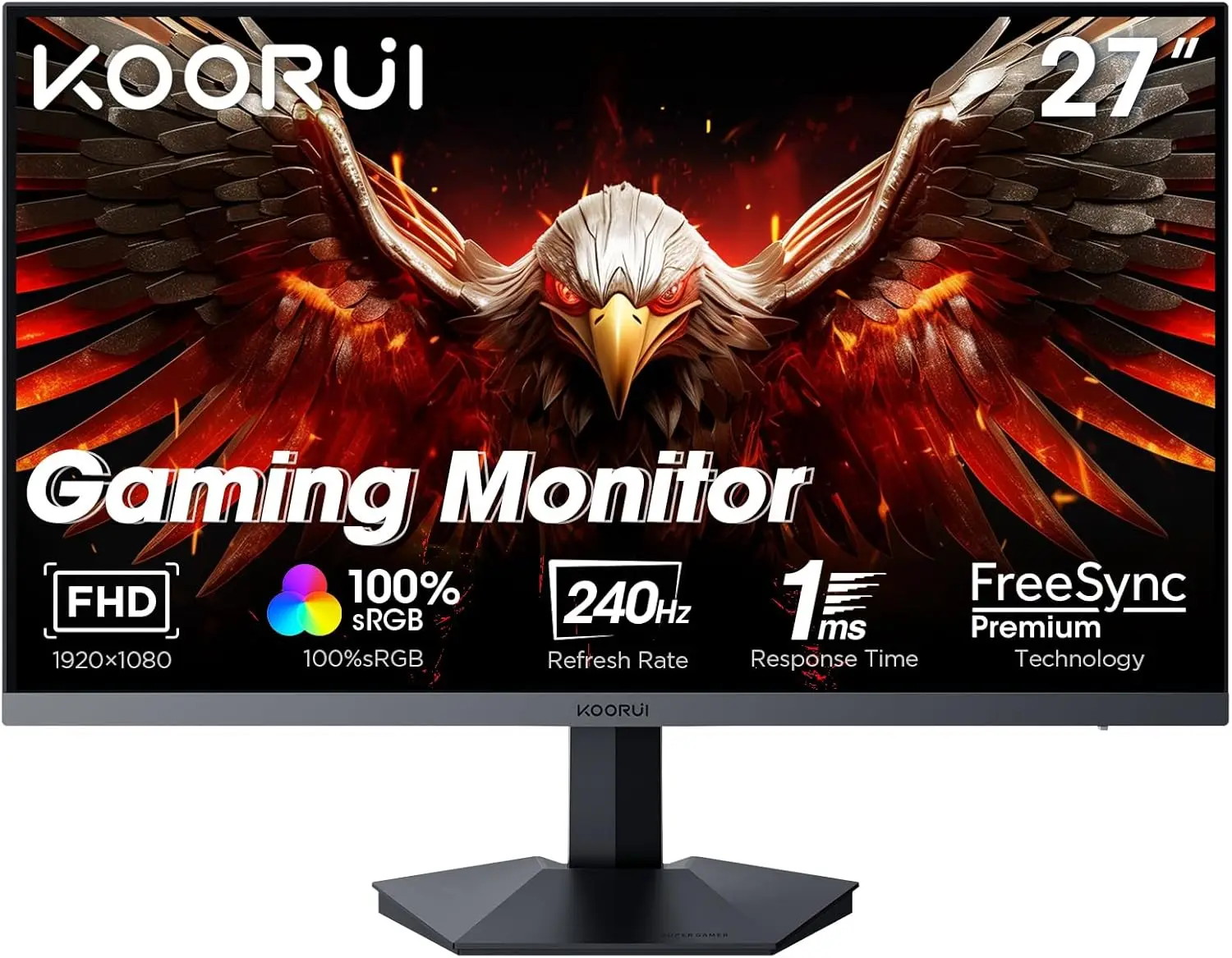 

27-дюймовый игровой монитор 240 Гц, 1 мс, FHD 1920x1080, 90% DCI-P3, 100% цветная гамма sRGB, совместимость с адаптивной синхронизацией