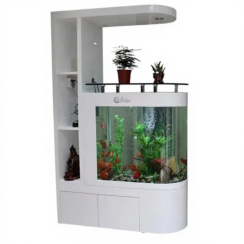 Large Folding Screen Partition Wine Cabinet Ecological Aquarium Fish Tank Medium Ultra Clear Glass Bottom Filter