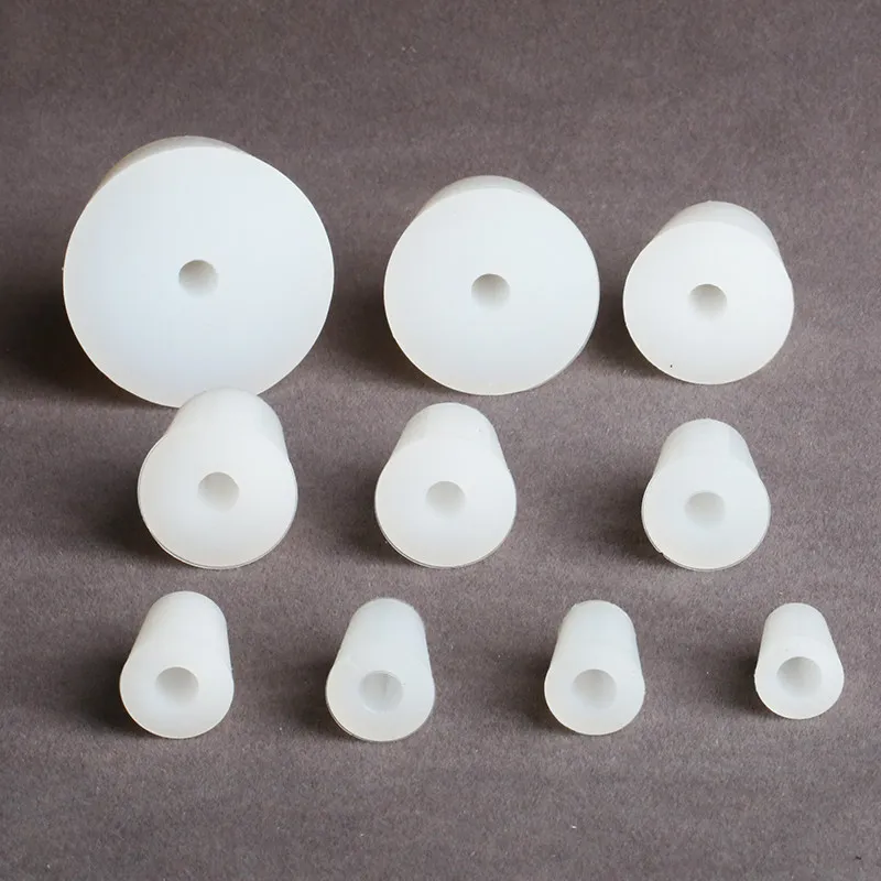 1-80Pc White Silicone Plugs with 8mm Hole for Airlock Valve Bubbler Fermentation Exhaust Valve Cone Shaped Floor Drain Pool Plug