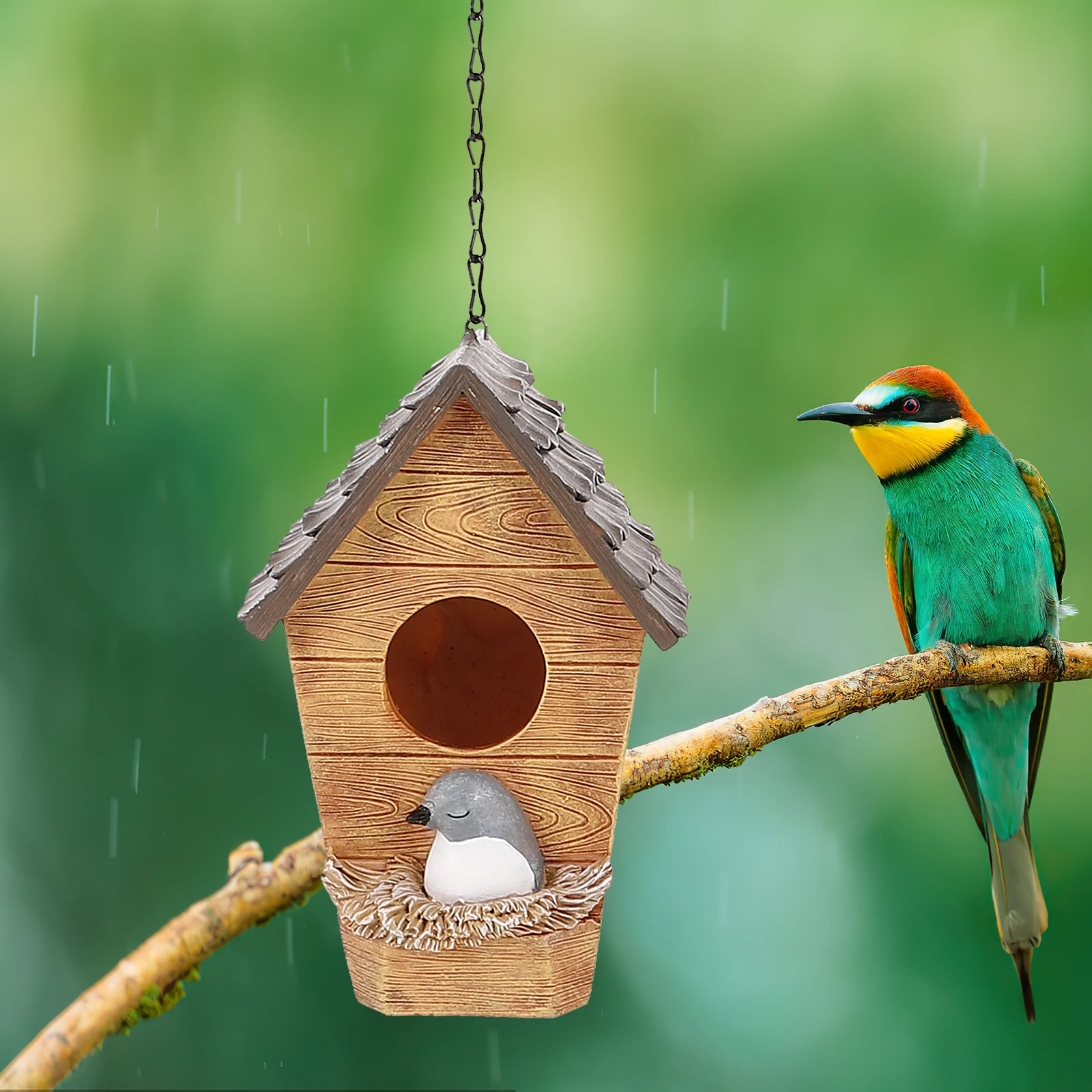 

Resin Bird House Outdoor Hanging Nest Decoration Durable Garden Park nament Winter Shelter Pet Supplies Feeding