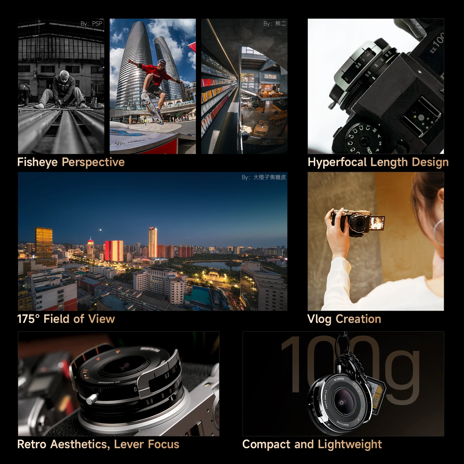 Brightin Star 10mm F5.6 Pro Fisheye Wide Angle APS-C Mirrorless Camera Lens for Sony ZV-E10,Canon EF-M,Nikon Z,Fujifilm XF