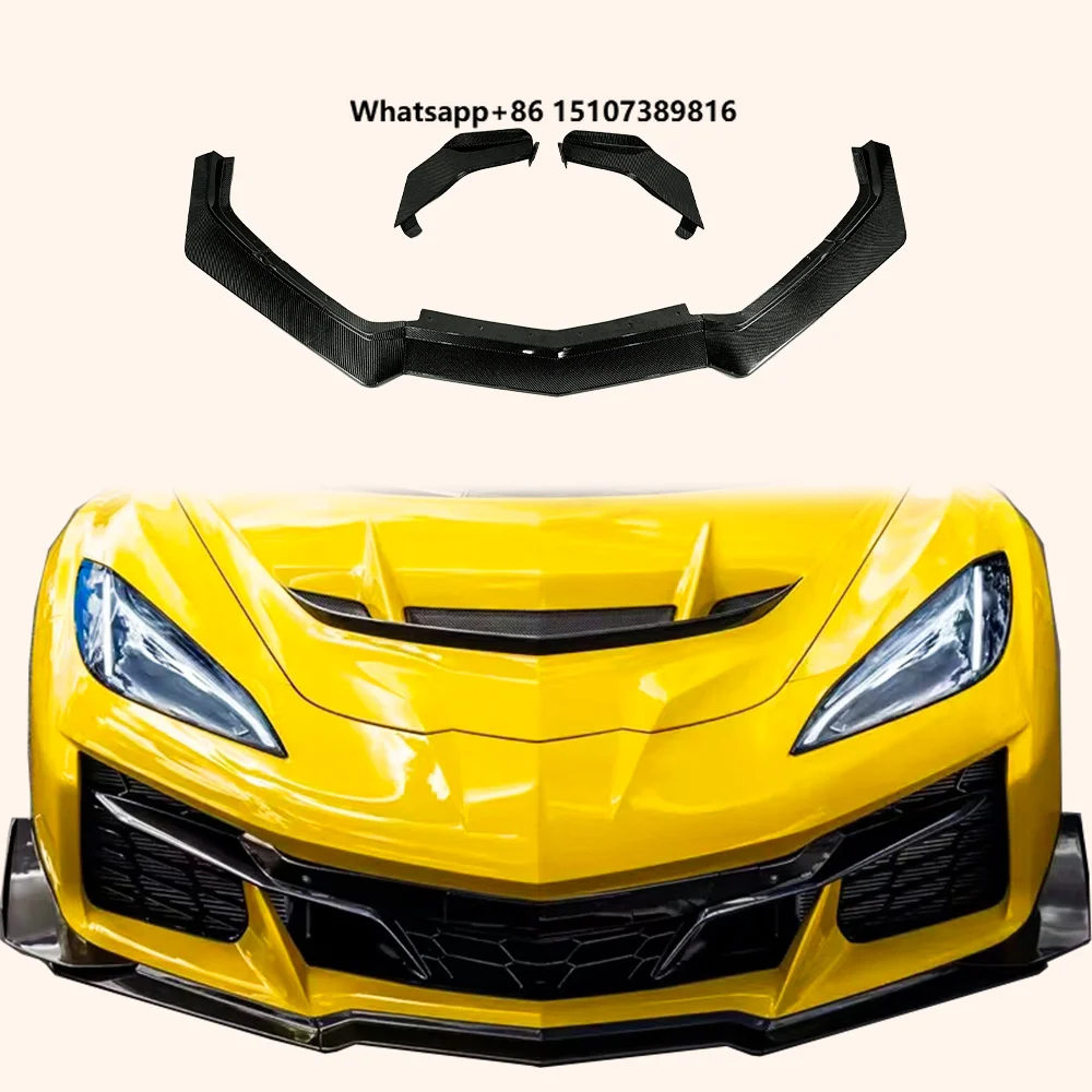 For Corvette C8 2 Door 20-24 Carbon KZ Style Front Bumper Lip 5pcs
