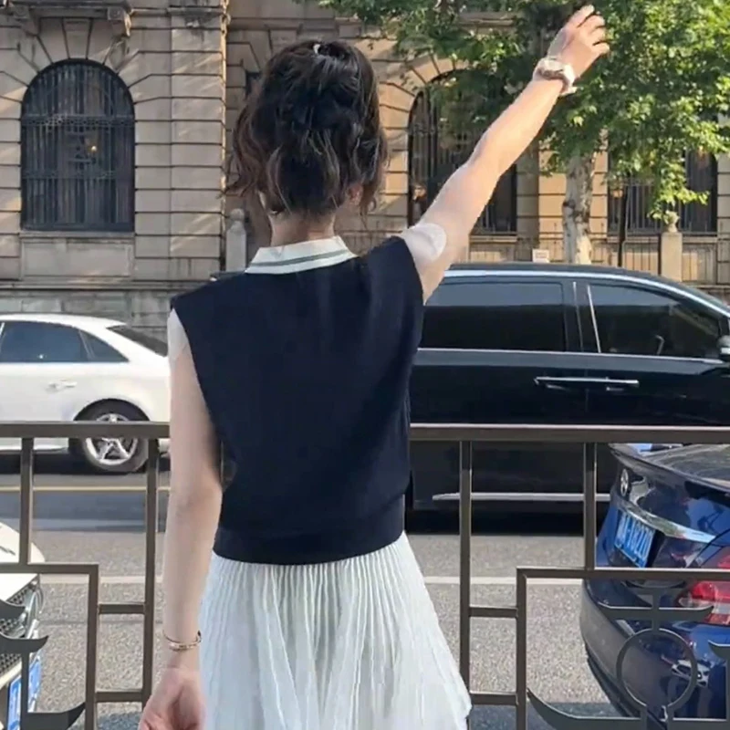 Summer Korean Style Fashion Casual College Style Lapel Loose Vest For Women