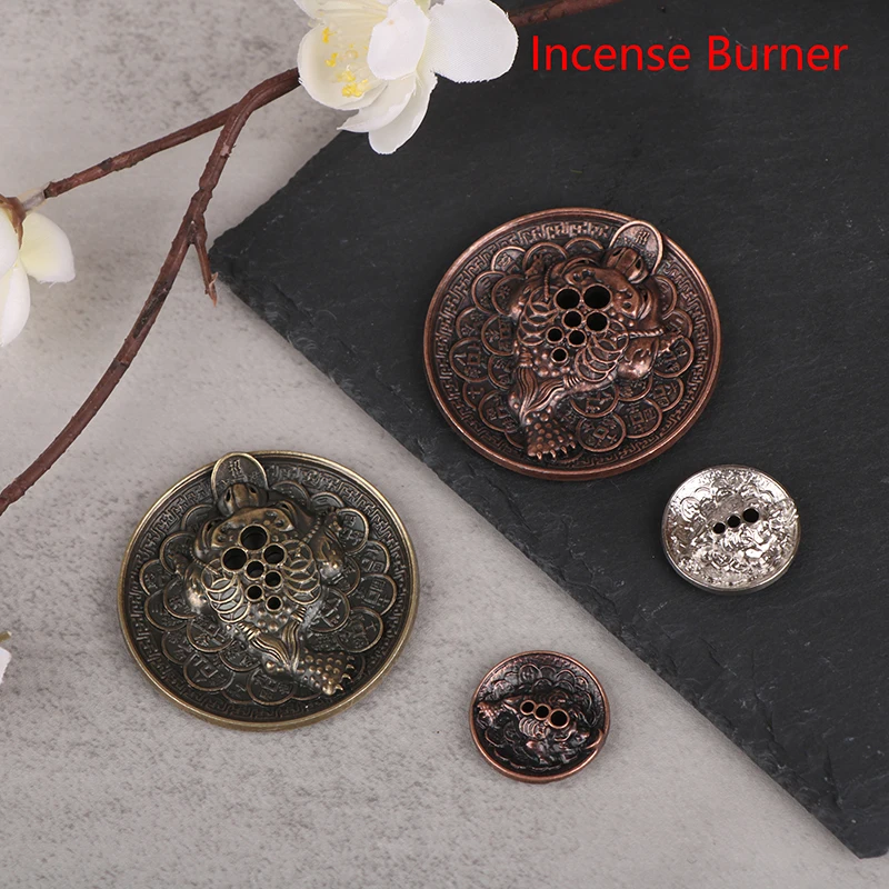 Retro Zinc Alloy Incense Censers Holder Stick Cone Censer Plate Buddhism Home Office Decoration Craft